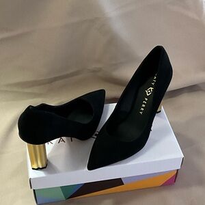 Katy Perry Collections Black Heels with Gold Block